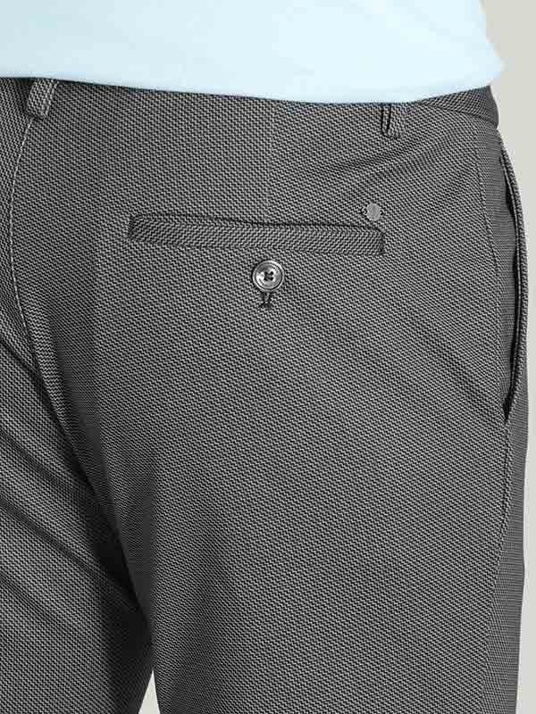 Indian Terrain Men's Comfort Fit All Over Print Black Trousers